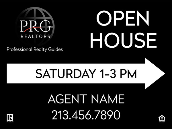 Directional Agent Name Open House Sign Panel, 18h x 24w, 4mm Corrugated